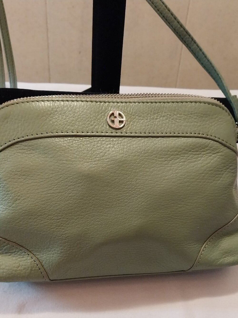 Giani Bernini Sage Green Small Pebbled Leather Crossbody 9X6X2